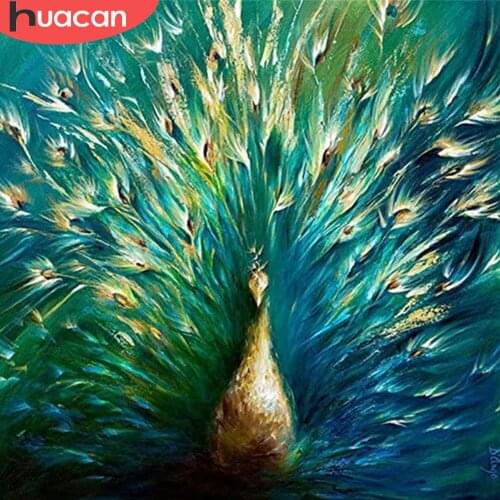 HUACAN 5D DIY Diamond Painting Peacock Home Decor Craft Kit Full Square/Round Diamond Embroidery Animal Handmade Gift