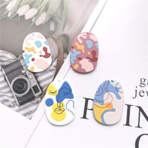 Diy jewelry making 30pcs/lot color Relief pattern print geometry irregular shape acrylic beads fit earring/garment accessory
