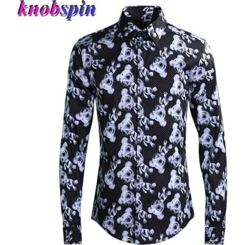 Brand Men Shirt Fashion Print long sleeve Slim Casual Chemise homme high quality Cotton Business male dress shirts camisas