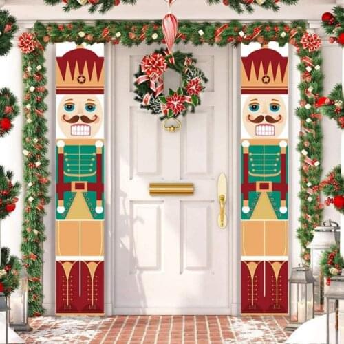 Christmas Door Hanging Banners Nutcracker Soldier Ornament For Home Merry Christmas 2020 Decoration Happy New Year 2021