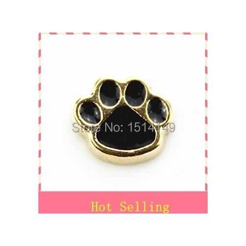 Hot selling gold dog paw floating charms living glass floating memory locket