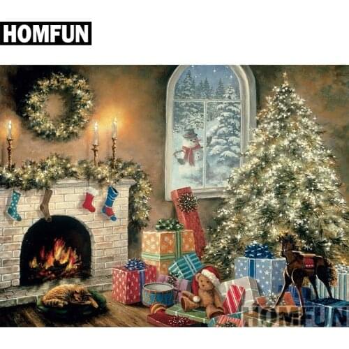 HOMFUN Full Square/Round Drill 5D DIY Diamond Painting "Christmas Gift Snowman" 3D Embroidery Cross Stitch 5D Decor A00842