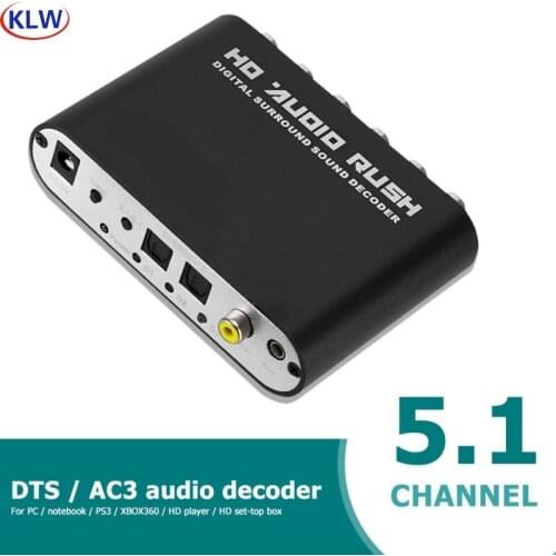 KLW 5.1 CH Audio DAecoder Coaxial to RCA DTS AC3 Optical Digital Amplifier Analog Converte Amplifier HD Audio Rush