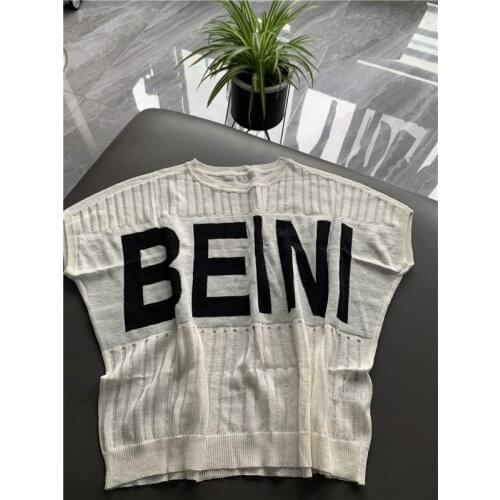 Ice silk short sleeve knitting summer loose size women short sleeve T-shirt with hip hop style Spring and summer new letter