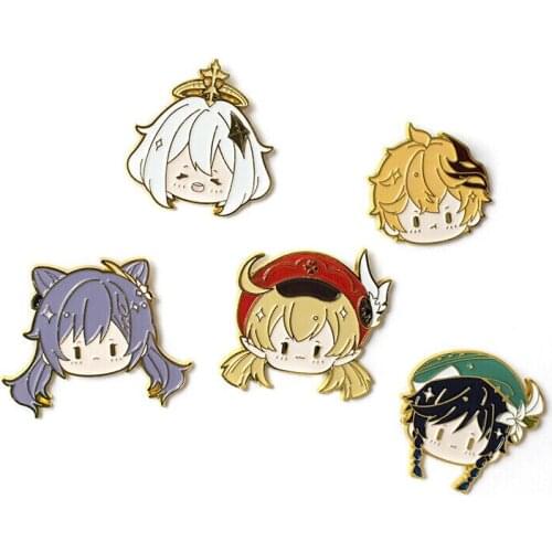 Genshin Impact Venti Paimon Klee Tartaglia Metal Badge Pin Backpack Accessories