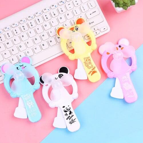Cute Animal Mini Fan Cartoon Hand Press Fan Foldable Pocket Handheld Air Cooler Conditioner Room Small Air Appliances Kids Gifts