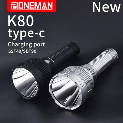 Pioneman L80 Strong flashlight 26800 Battery Long shot flashlight SST70/SST40 LED Camping Patrol Explore Household