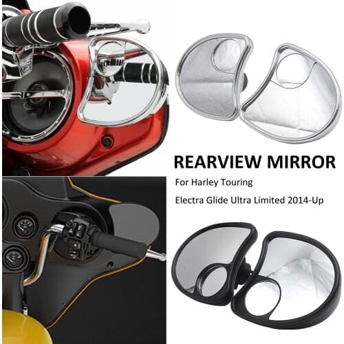 Motorcycle Fairing Mount Rearview Side Mirror With Blind Spot For Harley Electra Glide Street Glide 2014-Up