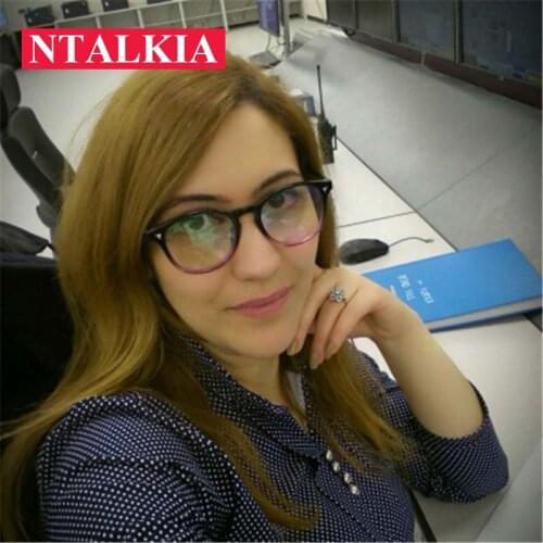 New Round black purple plastic frame for womens computer reading eyeglasses Vintage Retro female transpant glasses men eyewear