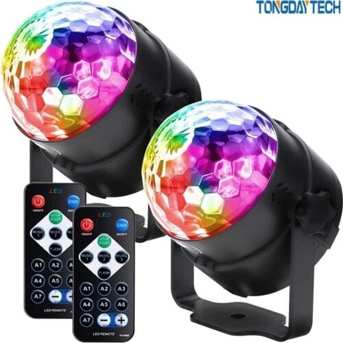 Dropship Sound Activated Rotating Ball Laser Light Projector Lamp Party RGB LED DJ Stage Lights Colorful Laser Ball Night Lights