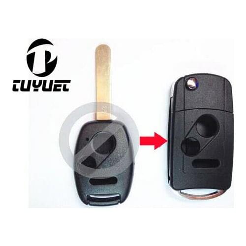 BLANK MODIFIED FLIP REMOTE KEY SHELL CASE FOR HONDA FIT CIVIC CITY ACCORD ODYSSEY CRV 2+1 BUTTONS FOB COVER
