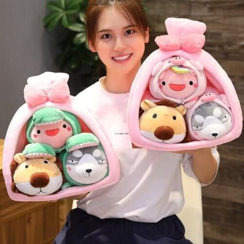 Change clothes a nest of small animals 3pcs a lot cute gift for kids unicorn Husky lion super soft animals birthday gift for kid