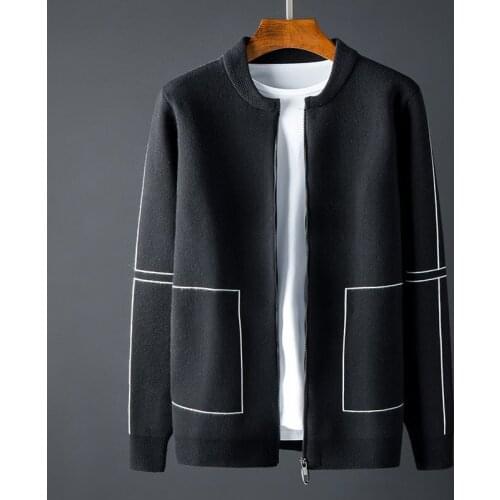 Stand Mens Luxury Baseball Collar Zipper Sweater Male Autumn And Winter Slim Sweaters Man plus size 4XL