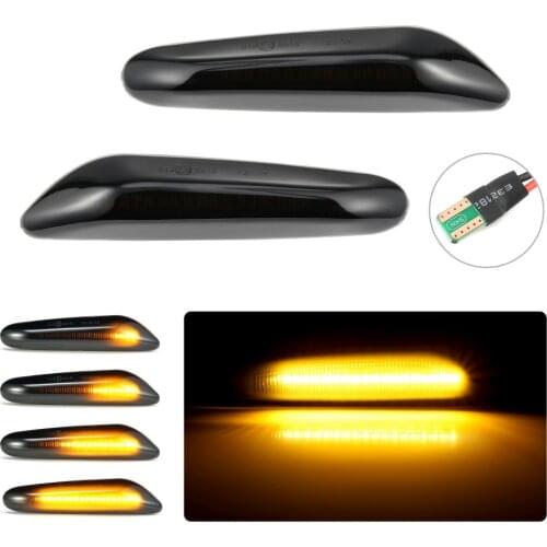 New 2Pcs LED Dynamic Side Marker Turn Signal Lights For BMW E90 E91 E92 E60 E87 E82 Sequential Blinker Car Door Streamer Lamps