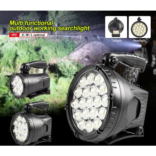 Outdoor waterproof LED searchlight 3 modes USB rechargeable portable flashlight lantern electric display Safety warning lights