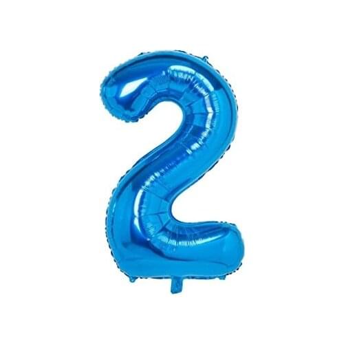 Balloon number 2 blue foil 100 cm very resistant air inflate or helium decoration birthday/anniversary