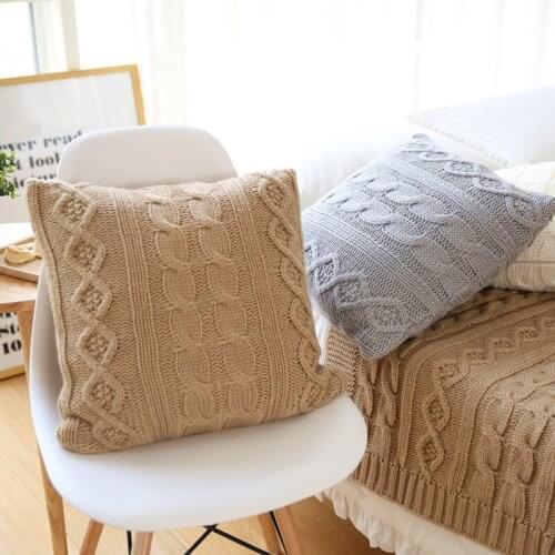 Knitted Cushion Cover Vintage Nordico Coffee Ivory Grey Coffee Pillow Case Fashion 45cm*45cm 3 Colors for Choose
