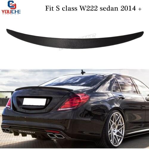 W222 Carbon Fiber Rear Spoiler Wing Trunk Boot Lid for Mercedes S Class 4-door Sedan 2014 - present S350 S400 S500 S600 S63