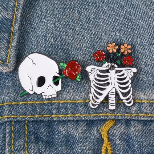 Rose Bag Badge enamel brooches For Women flower pins