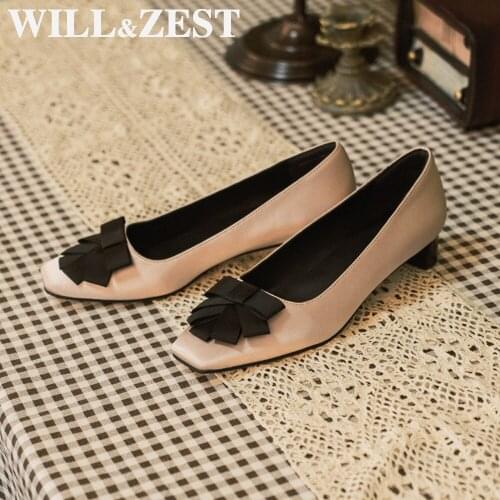 Will&Zest Women Pumps Female Shoes Spring Summer White Sandals Low-Heeled Talons Femme 2020 Black Flower Shoe Decorations