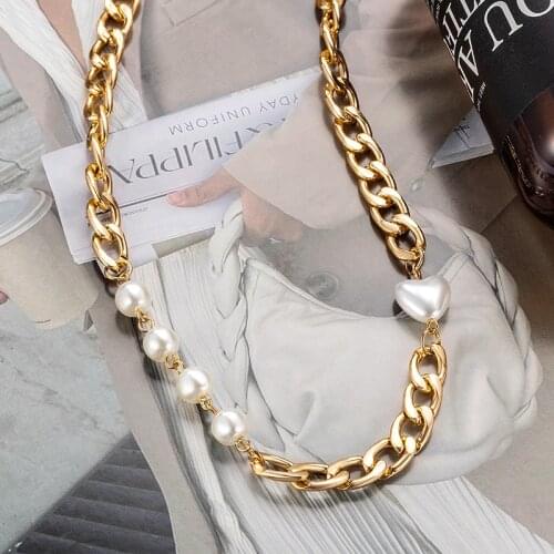 LOVR Vintage Pearl Choker Necklace For Women Fashion Summer White Imitation Heart Pearl Necklaces Elegant Wedding Female Jewelry
