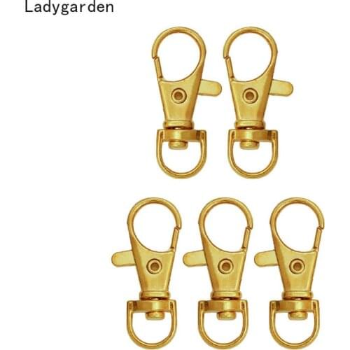 100PCS Vintage Metal Ring Carabiner for Luggage Bags Golden Dog Buckles Snap Hook Bag Hanger Clasp DIY Sewing Tool Accessories