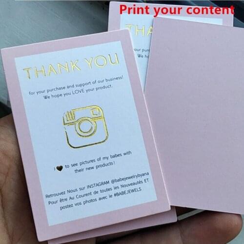 1000pcs , 5 * 7.5 cm Custom your content 400GSM coated paper tag golden foil print Name card