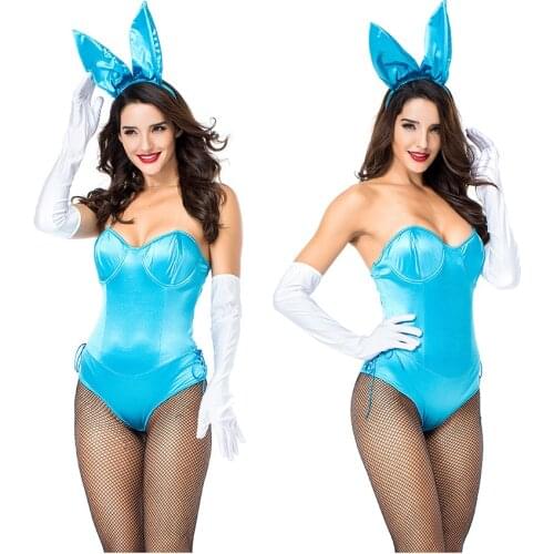3PCS/Set Womens Sexy Bunny Cosplay Bodysuit Rabbit Girl Uniform Temptation Sexy Lingerie Nightclub Bunny Girl Costume