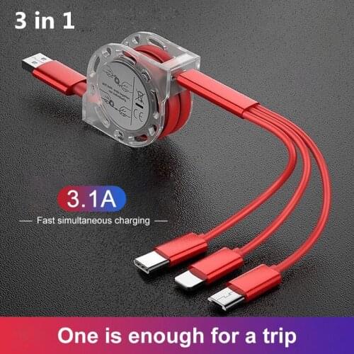 3 in 1 USB Cable For iPhone 6 7 12 Samsung A12 A10 Xiaomi Redmi POCO M3 Pro Huawei Honor Fast Charger USB Type C Micro USB Cable