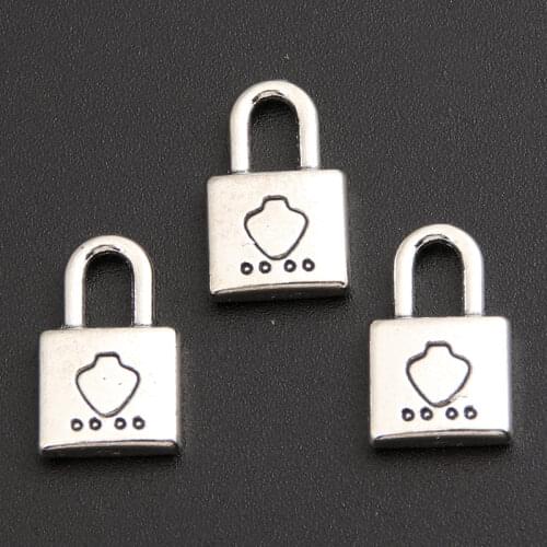 50 pcs Silver Color Metal Mini Lock Charms Pendants DIY Jewelry Findings Necklace Pendant A1233