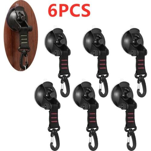 6Pcs Universal 360° Suction Cup Anchor Securing Hook Tie Down Camping Tarp as Car Side Awning, Pool Tarps Tents Securing Hook