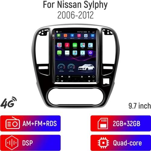 9.7inch 2 din Android 10 Car Multimedia Video Player For Nissan Sylphy 2006-2012 WiFi Carplay DVD Radio 2GRAM+32GROM DSP