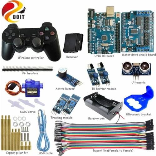 DOIT 1 set Wireless Development Kit 2-way Tracking IR Ultrasonic Obstacle Avoidance Controller kit for Tank Car Chassis
