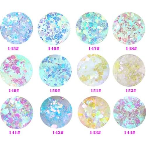 12 Colors Aurora Glitter Mermaid Unicorn Sequins 500g 3D Nail Art Chrome Pigment Nail Glitter Powder Mix Sandy Sequins