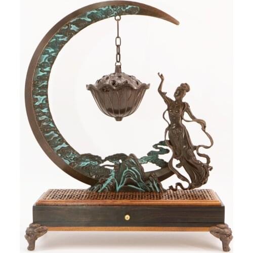Chang'e galloping to the moon antique alloy copper hanging furnace insence burner backflow incense holder buddhist supplies