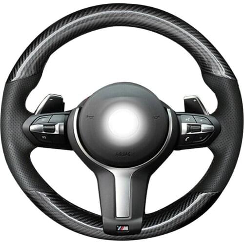 Carbon Fiber Hole Leather Steering Wheel Hand Sewing Wrap Cover Fit For BMW M3 F22 F23 F45 F46 F30 F31 F34 F35 F06 F12 F13