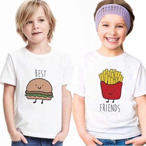 Hamburg Chips Best Friends T-shirt Newborn Toddler Infant Baby Kids Tops T Shirt Girl Sister Boy Brother Match Clothes Outfits