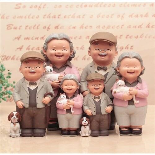Kawaii Figures Chair Book Grandma Grandpa Old Couple DIY Mini Fairy Doll Couple Gift Figurines Miniature