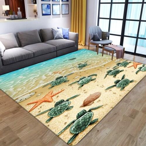 Sea Turtle Printed Carpets for Living Room Bedroom Washable Large Area Rugs Modern Home Floor Rug Geometric Printing Parlor Mat