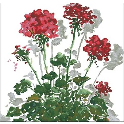 Red geranium patterns Counted Cross Stitch 11CT 14CT 18CT DIY Chinese Cross Stitch Kits Embroidery Needlework Sets home decor