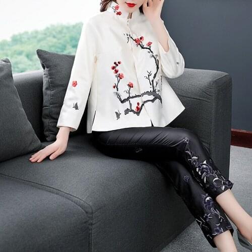 New Spring original design Chinese style Plum blossom Embroidered big size short section jacket outwear for women