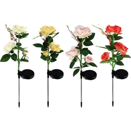 Landscape Lights Solar Power Light Rose Decoration LED White Lawn Lamps Night Outdoor