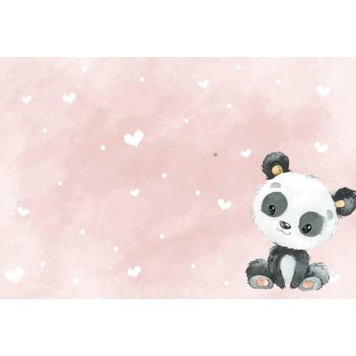 Cute Panda Baby Shower Backdrop Pink Photography Background Celebration Photo Booth Studio Decor