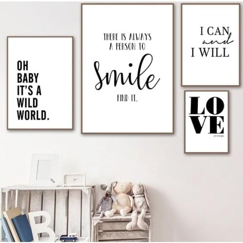 Black White Love Smile Quote Motivational Wall Art Canvas Poster Prints Education Modular Picture Painting Home Decor