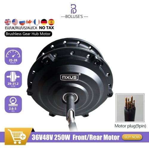 MXUS Brand Wheel hub motor 36V 48V 250W Brushless Hub Motor Front/Rear Wheel Drive For MTB Electric Bicycle Conversion Kit