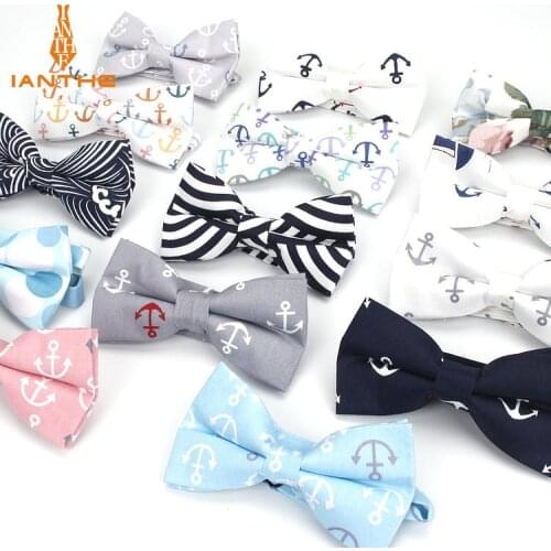 2018 Mens Formal 100% Cotton Vintage Anchor Print Bow Tie Butterfly Bowtie Tuxedo Flower Bows Prom Party Accessories Gifts