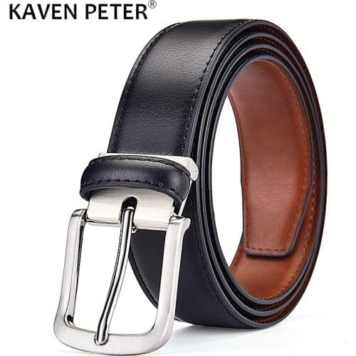 Mens Leather Belt Classic For Jeans New Western Style Luxury Genuine Leather Goods Trousers Belts Pin Buckle Waistband