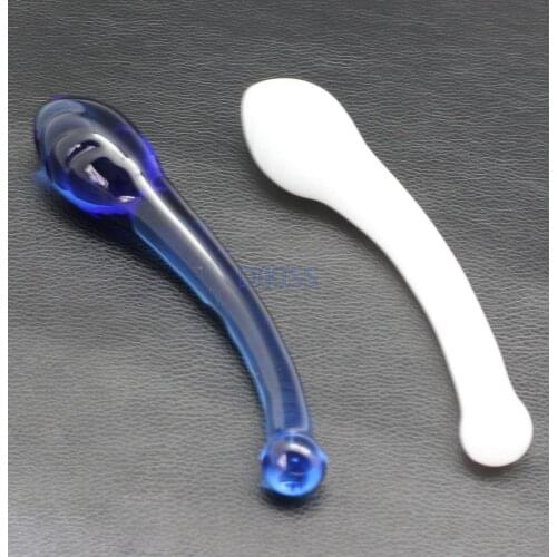 New Arrival Diameter 3.3cm white and blue glass dildo for female, fashion glass wand Masturbation sex toys, glass art adult toys