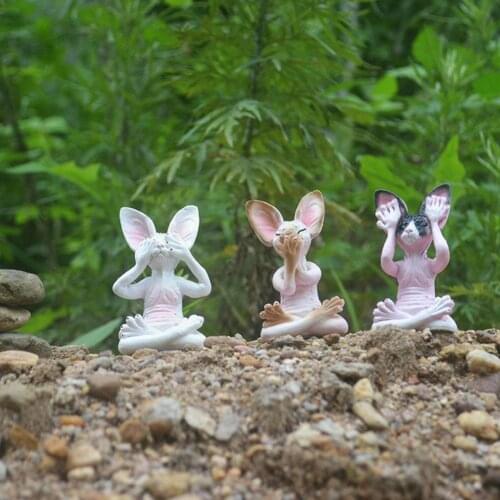 New Style Trend Resin Crafts Don’t Look Don’t Listen Art Outdoor Garden Don't Meditate Statue Statue Sculpture Talk Cat L3G7
