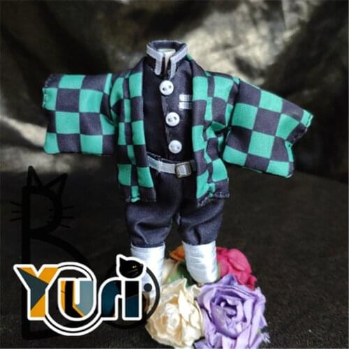 Yuri Handmade OB11 Doll Clothes Anime Demon Slayer Kimetsu No Yaiba Kamado Tanjiro Team Uniform Printing Clothing Cosplay Gift C